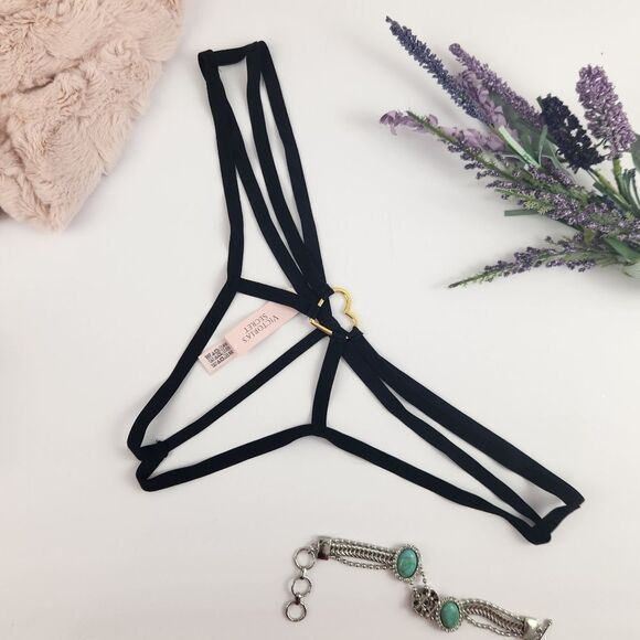 LARGE {Victoria's Secret} Black {Crotchless} Heart Panty - Picture 3 of 8